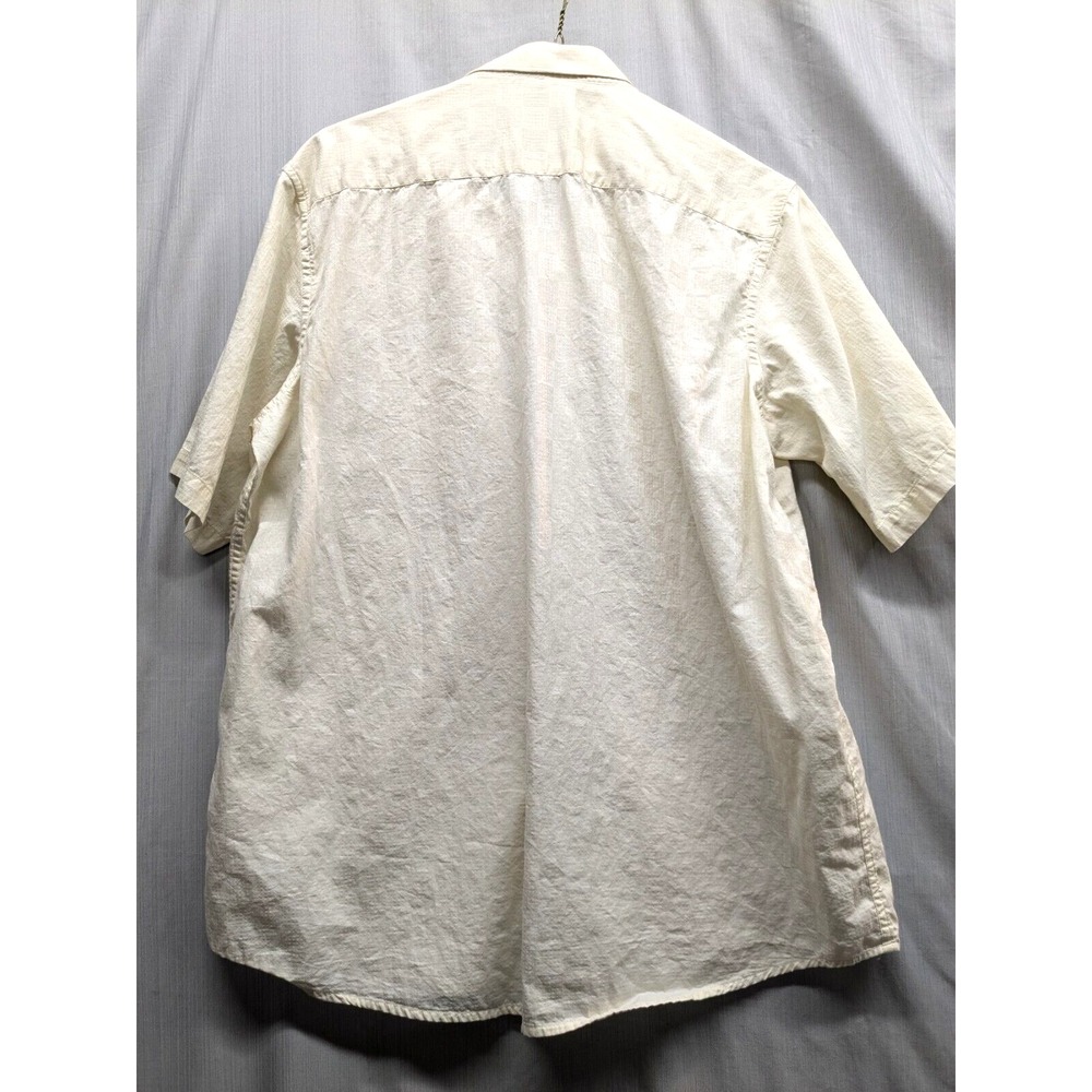 OTTO Men Sz: XL 44cm Trim Fit Short Sleeve Shirt Cream/Ivory Geometric Button Up - Picture 3 of 14